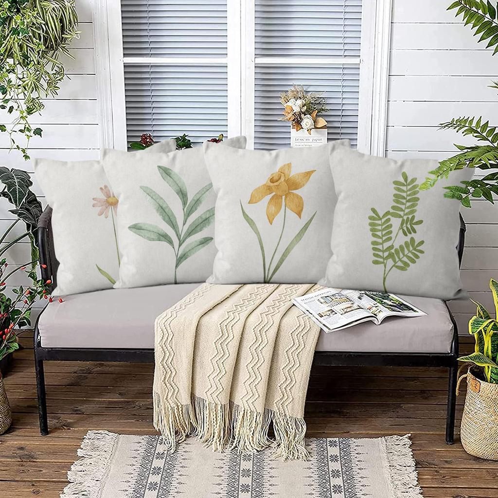 4pcs Black Cats Floral Scenic Scenes Cushion Cover Home Decor Pattern Pillow Cases for Sofa Bedroom Car