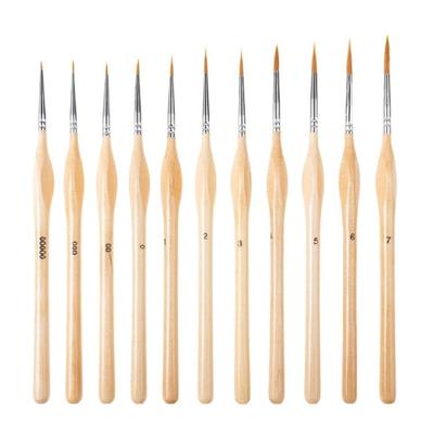 11Pcs Detail Paint Brush for Acrylic Watercolor Gouache Oil Face Painting Model Figurine Artwork Miniature Paint Brushes
