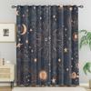 2 st Himmelsk Sol Måne Stjärnor Tryckt Gardiner för Sovrum Vardagsrum Balkong Helårsgardin Vuxen Sovrumsinredning