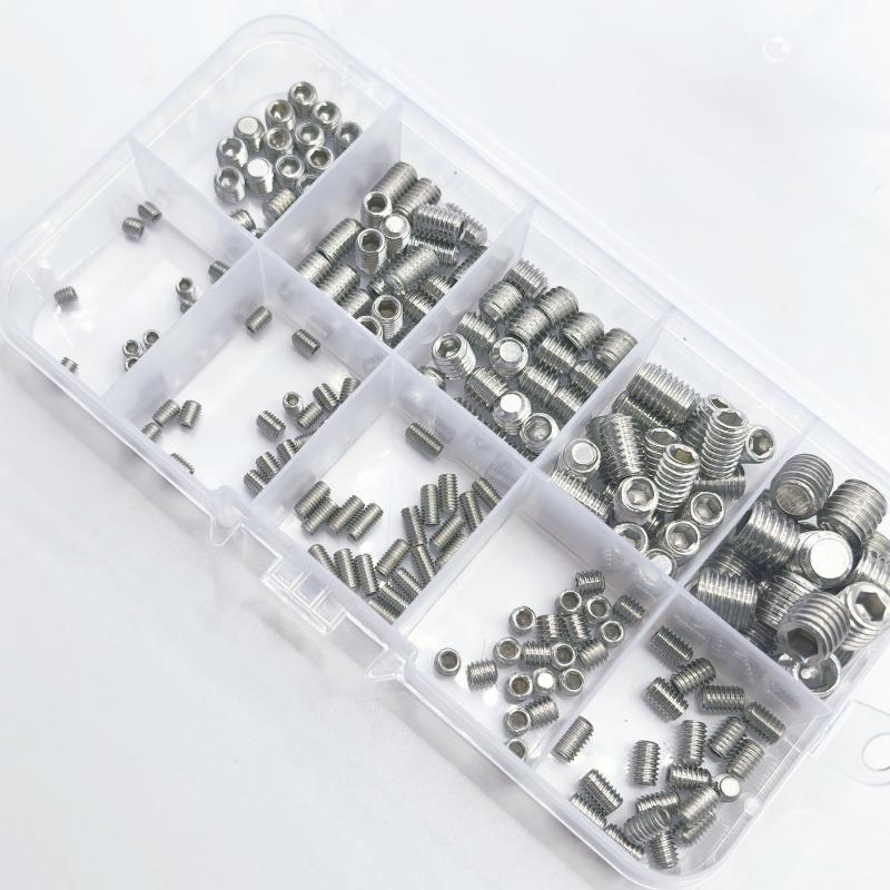 100/200pcs 304 Stainless Steel Hex Socket Socket Set Flat End Set Screw