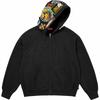 Patches Zip Up Hooded Sweatshirt Black