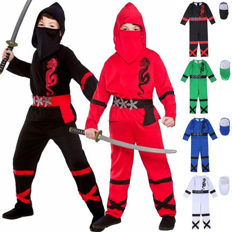 Boys Power Ninja Costume Martial Arts Japanese Samurai Warrior Dress Fancy