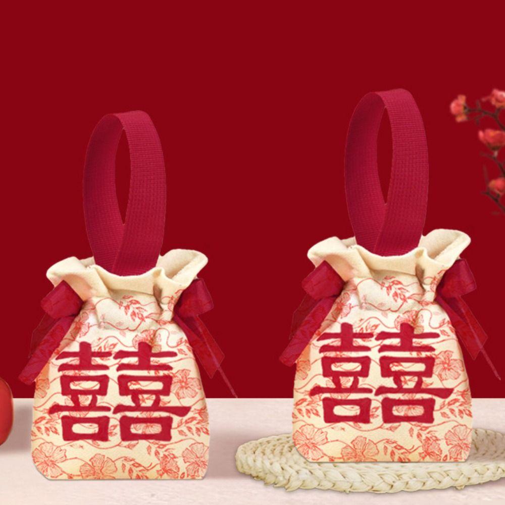 Trekkoord Nieuwjaar Cadeauzak Canvas Chinese Stijl Handtas Sieraden Bruiloft Snoepzak Verjaardag