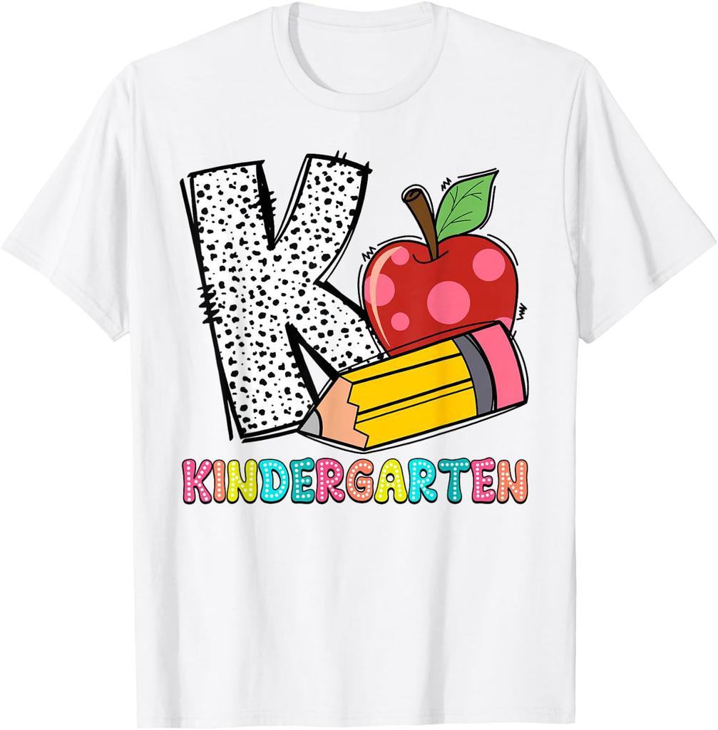 K is for Kindergarten Teacher Pencil Apple Back to School T-Shirt