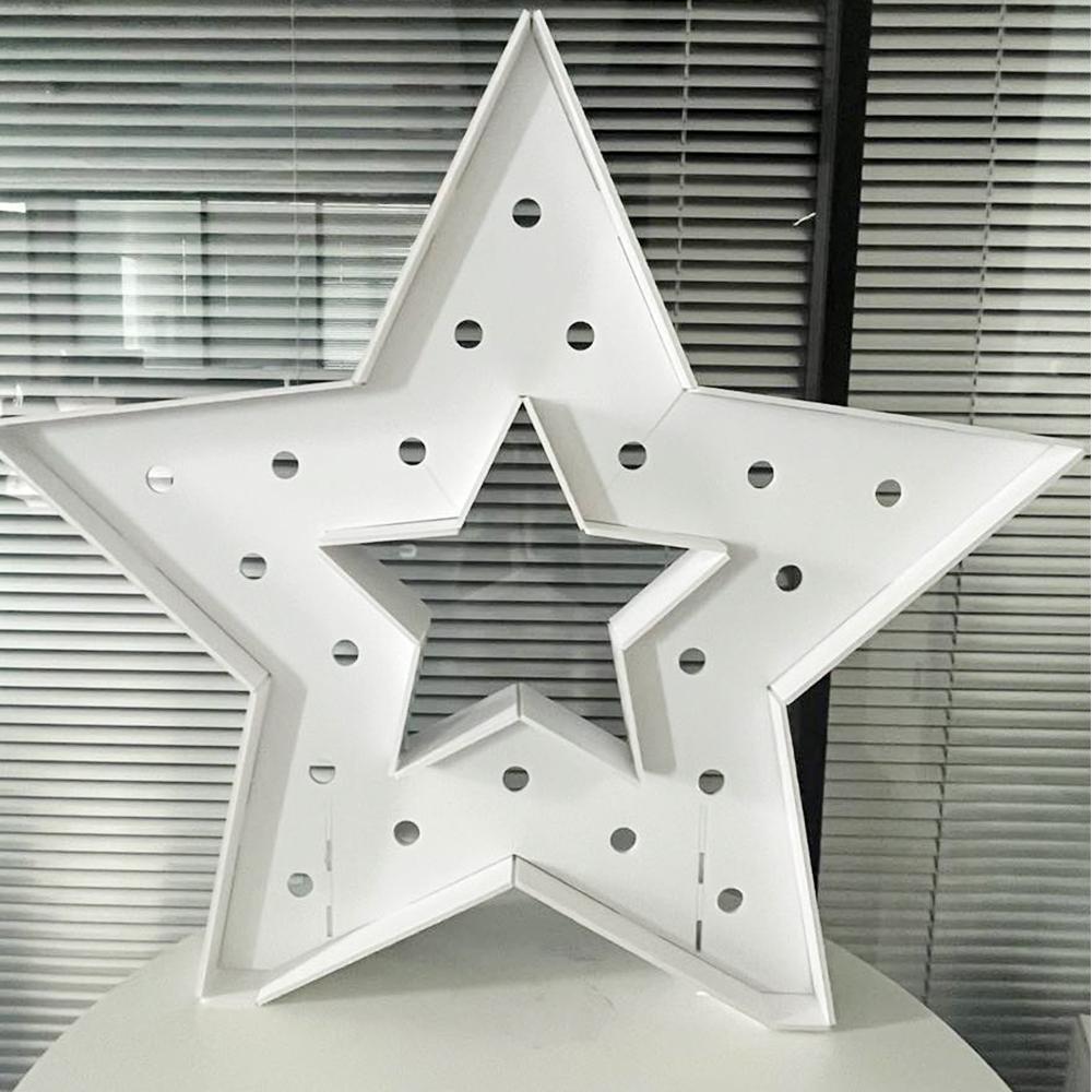 1Pc 91.5cm Hollow Star Light Up KT Board Frame Warm Lights,DIY Marquee Sign,Backdrop Decor for Birthday Party,Wedding Anniversary Photo Booth Props