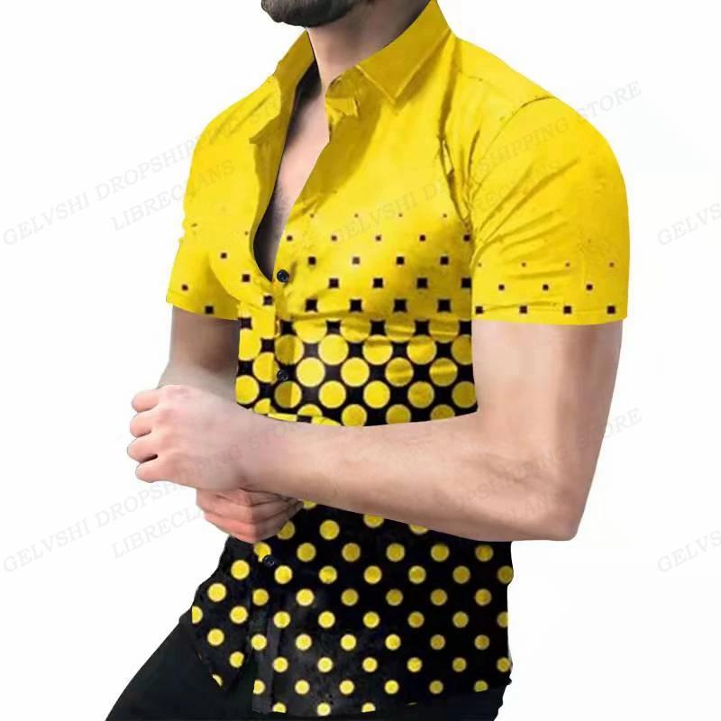 Geometrisch gemustertes Kurzarmhemd, stilvolles lässiges Herrenoberteil für den Alltag.
