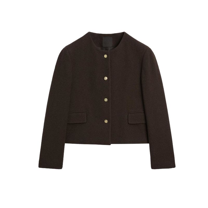 MD Autumn New Women Clothes Graceful Gold Feeling Can Be Lu Li Style Round Neck Short Woolen Jacket 6023675