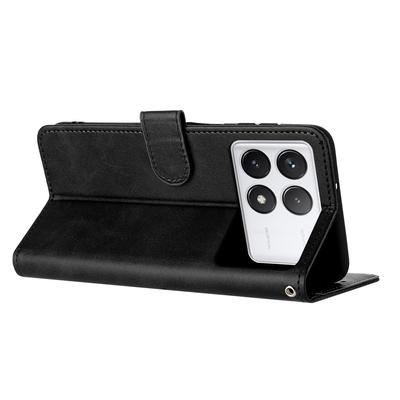 For Xiaomi Poco F6 Pro 5G/Redmi K70 5G/K70 Pro 5G Cover Leather Stand Phone Protective Shell with Wrist Strap