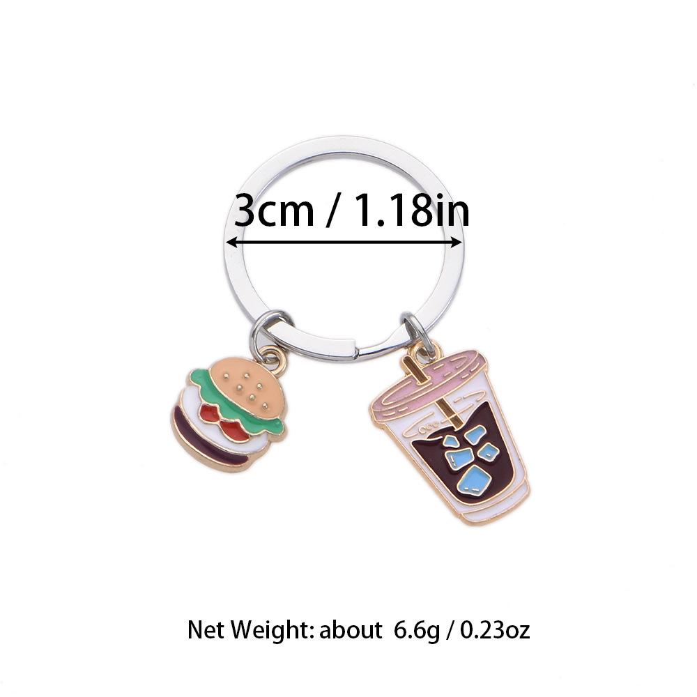

Cute Food Keychain Set for Backpack Coffee Bread Ice Cube Cola Charms Kawaii Alloy Pendant Bag Accessories for Girls Gift зелений