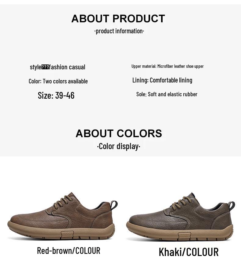 Plus Size Men's Leather Shoes: Comfortable, Soft Sole, Wide Round Toe Casual Shoes for Spring.