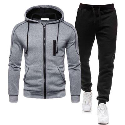 Strickjacke Reißverschluss Kapuzenpullover Set Digital Casual Sport einfarbig Herren Sweatshirt Jogginghose