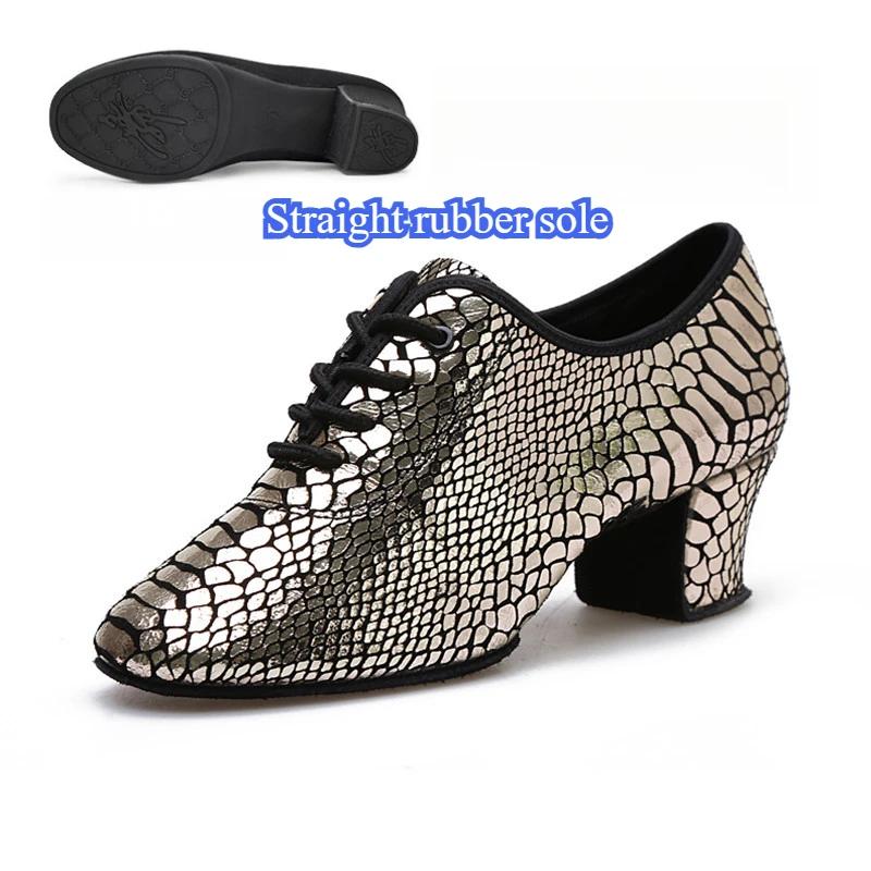 Women's Lady's Girl's Indoor Outdoor Oxford Leather Upper Chunky Heel Sneaker Heel High Ballroom Modern Latin Dance Shoes