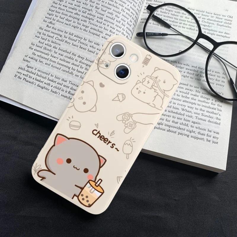 Animal TaoTao HuiHui Couple Phone Case For iPhone 15 11 12 14 13 Pro Max Mini XS Max XR SE2 7 8 Plus Cute Cat Mobile Phone Cover