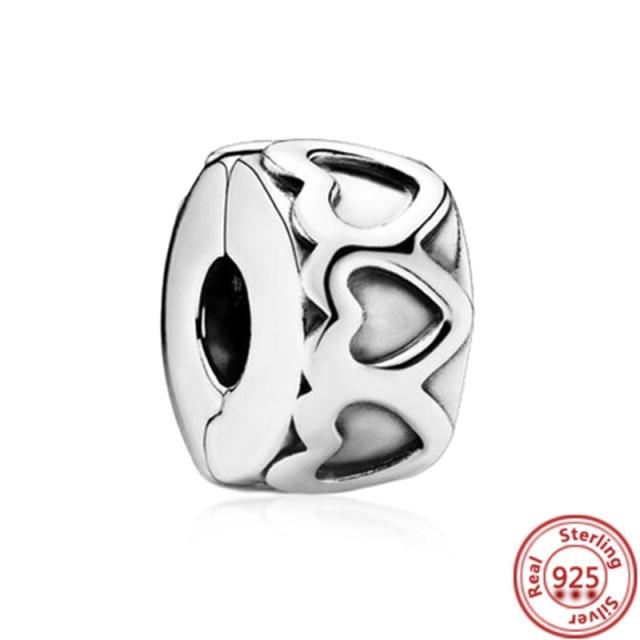 925 Sterling Silver Heart Circular Animal Beads Original  Charm Bracelet For Women DIY Fashion Silver 925 Jewelry Making