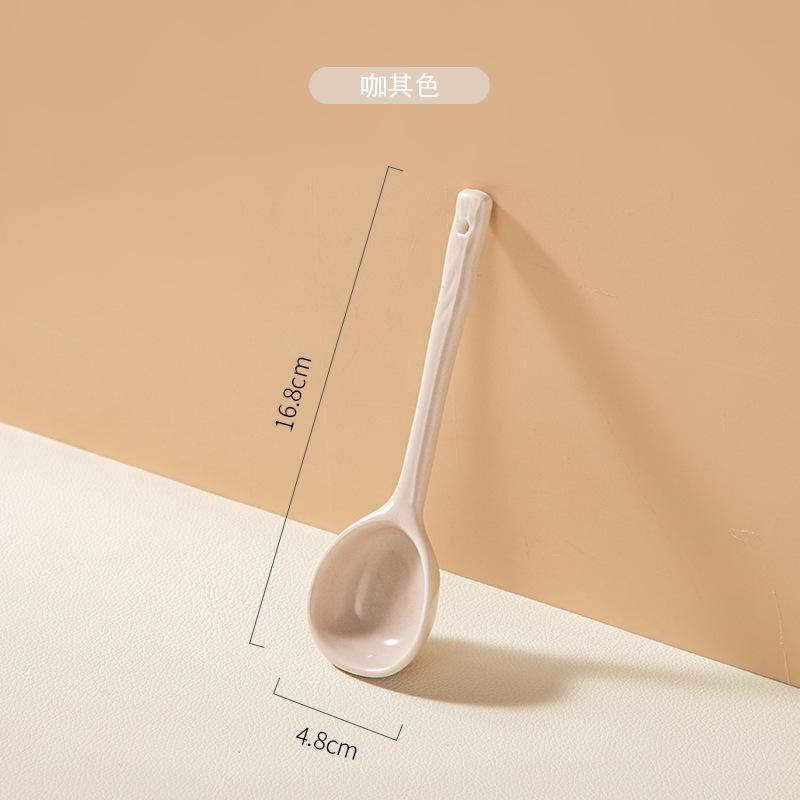 Japanese Ceramic Spoon Wind Small Spoon Household Internet Celebrity Ceramic Spoon Eating Spoon High Value Rice Spoon Long Handle