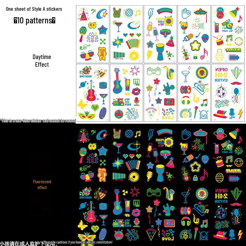 New Fluorescent Music Festival Temporary Arm Tattoos One Size