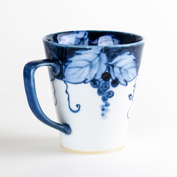 Respect for the Aged Day Gift: Grandpa's Arita Ware Mug, Gift Boxed with a Message Card, Microwave-Safe, New Fuchino Grape Flavor, Blue