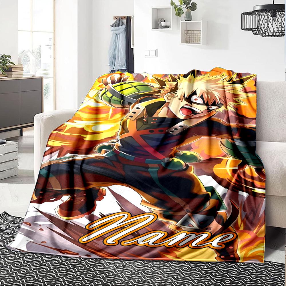Custom Name My Hero Academia Theme Printed Blanket - Perfect for Couch, Bed, Travel & Outdoor Use | Machine Washable, Cozy & Durable.