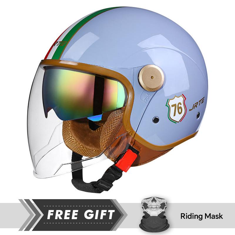 Men Women Open Face Motorcycle Helmet Dual Lens 3/4 Open Half Helmet Adult DOT Retro Jet Helmet Moto Equipment Four Seasons