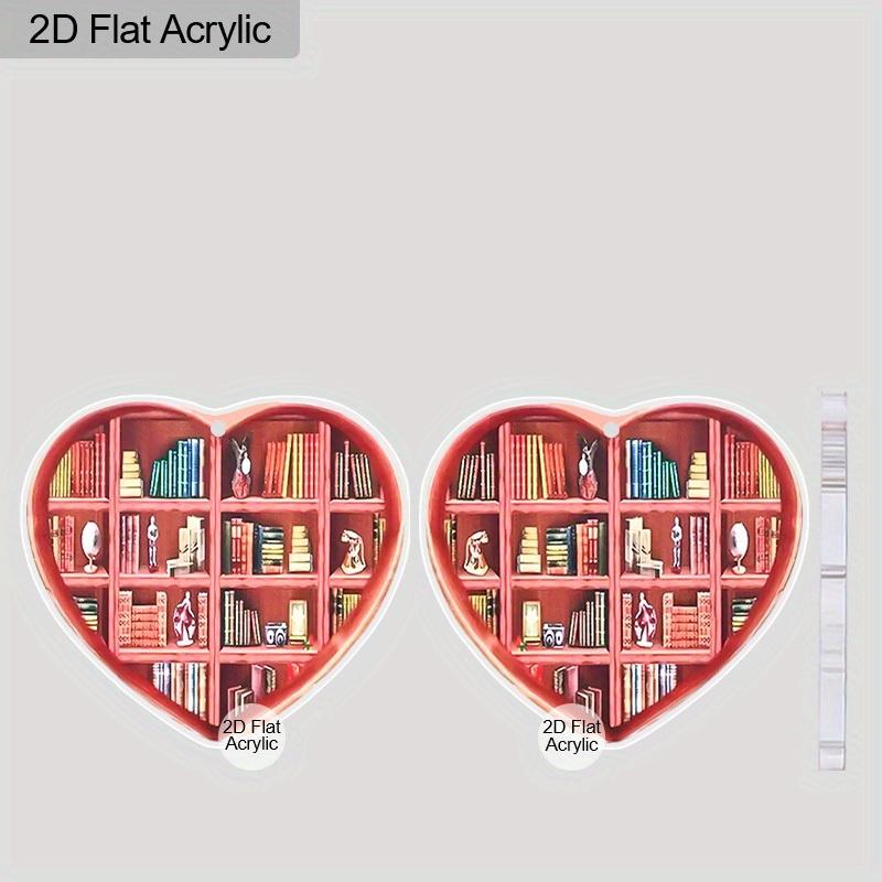 Cercei 2D Plați Bibliotecă Raft de Cărți Cercei Atârnători în Formă de Inimă pentru Iubitor de Cărți Cercei Acrilici Bibliotecă Cercei Atârnători pentru Femei Fată Profesor Bijuterii Absolvire