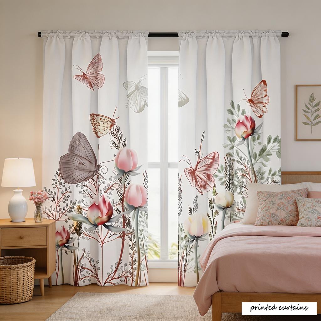 2 Pezzi Tenda in Garza con Motivo Floreale e Diamanti Dorati Asta Corta da Cucina Tasca Decorazione Caffetteria in Chiffon Adatta per Soggiorno