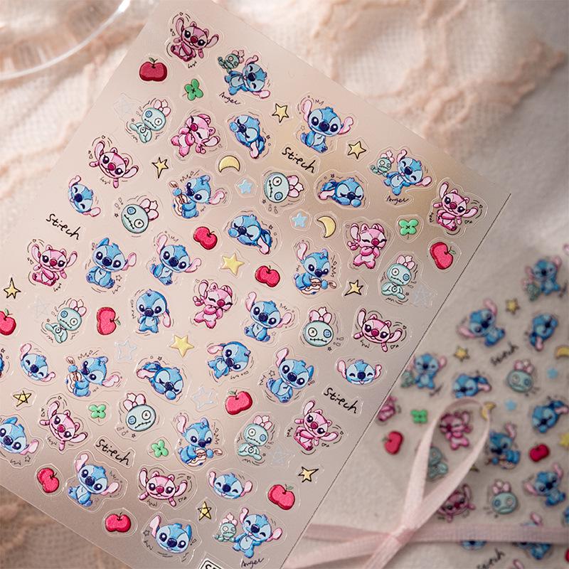 Sky Bestseller 3D Cartoon Nail Stickers: Waterproof, Adhesive, and Decorative.