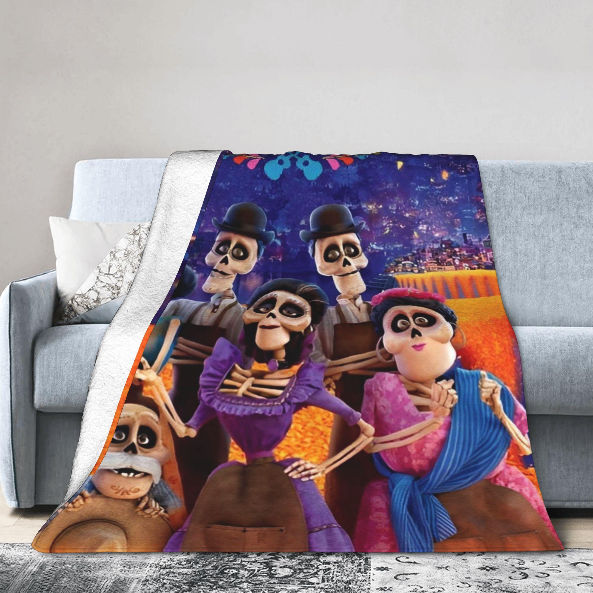 Cartoon Coco Day of The Dead Blanket Coral Fleece Plush Decoration  Breathable Warm Throw Blanket for Bedding Car Rug Piece 80x120cm(31x47inch)