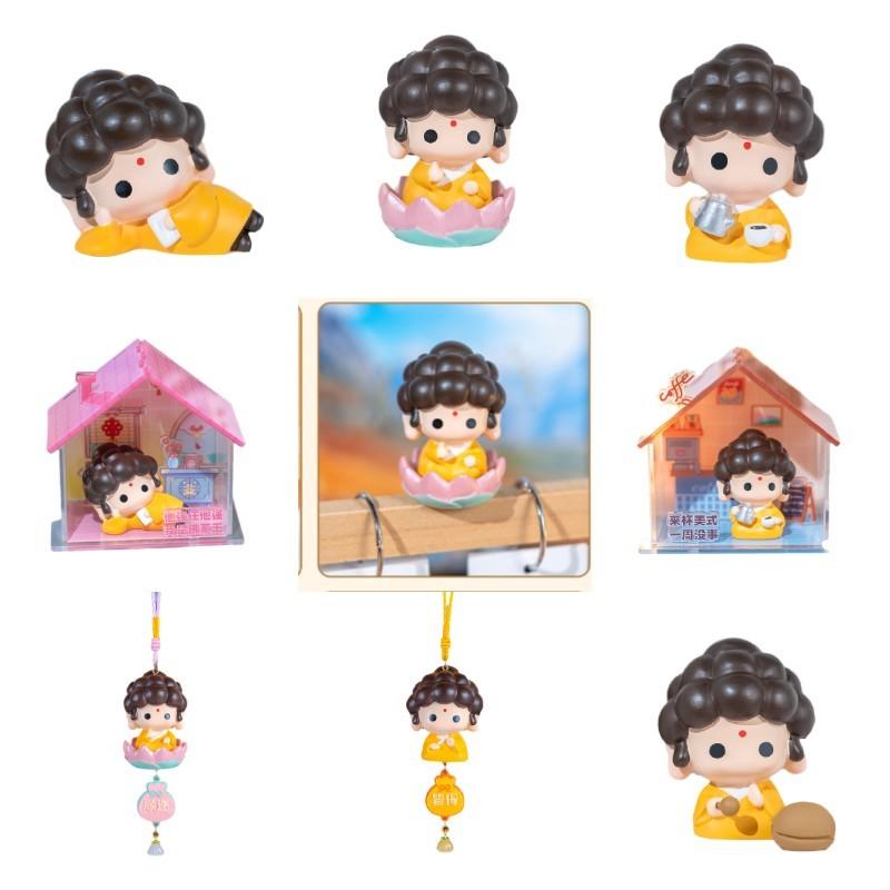 Buddha Cute Bubble Head Statue Ornament Cartoon Desktop Decor Bag Pendant Gift