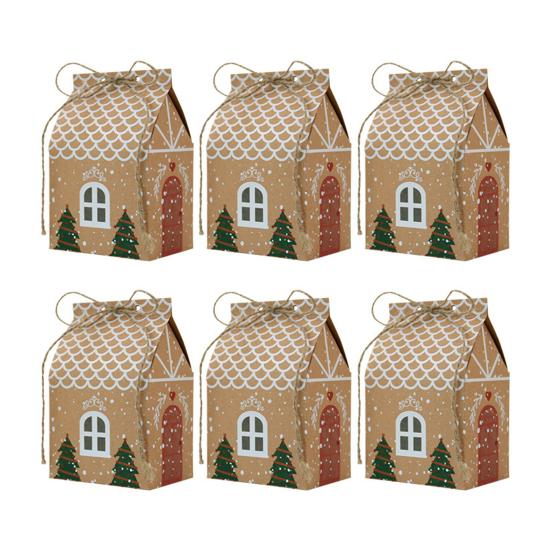24 Pcs Christmas Cottage Gift Box 3D Pop Up House Shaped Gift Box Paper Treat Box for Holiday Party Favors Cookie Candy Packaging
