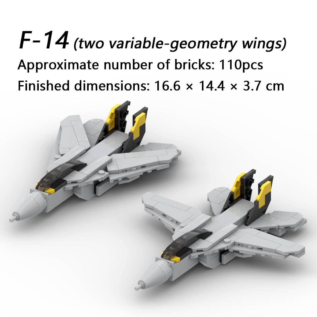 Interesting Toys Boys Moc Building Blocks F-14 Carrier-Based Fighter Two-Mode Variable Sweep Wing “Big Cat” ' Building Block Toy Military Model