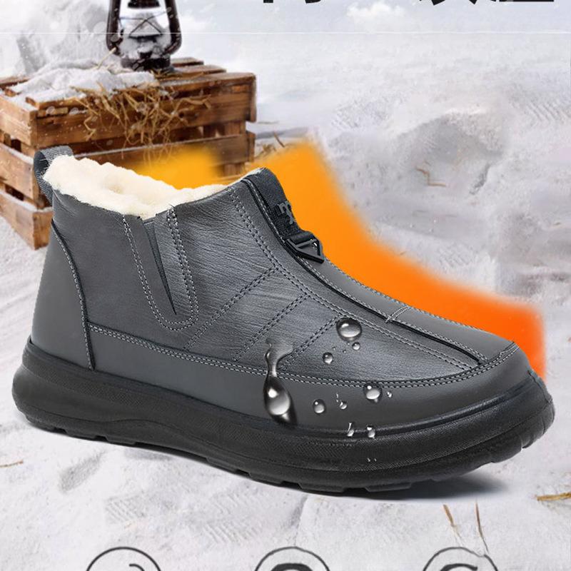Winter Middle-aged and Elderly Cotton Shoes Anti Slip Cotton Wool for Warmth One Foot Pedal with Thick Velvet Dad Shoes