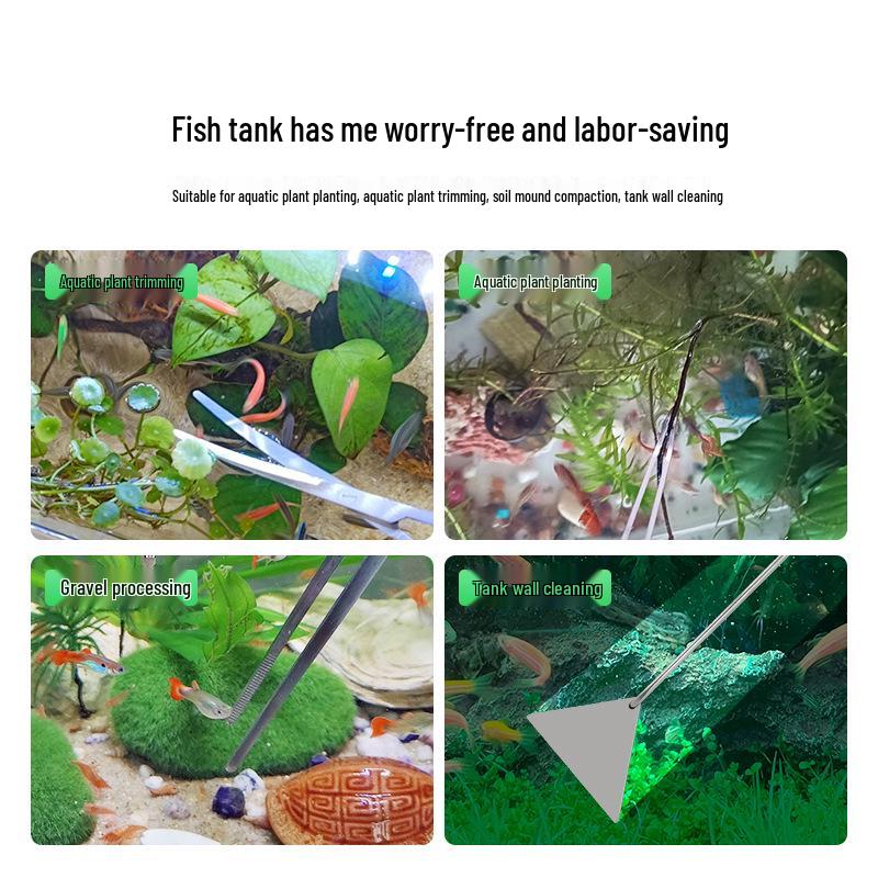 Aquarium Plant Tool Set: Straight & Curved Scissors, Wave Scissors, Tweezers, Forceps, Sand Leveler, Algae Scraper