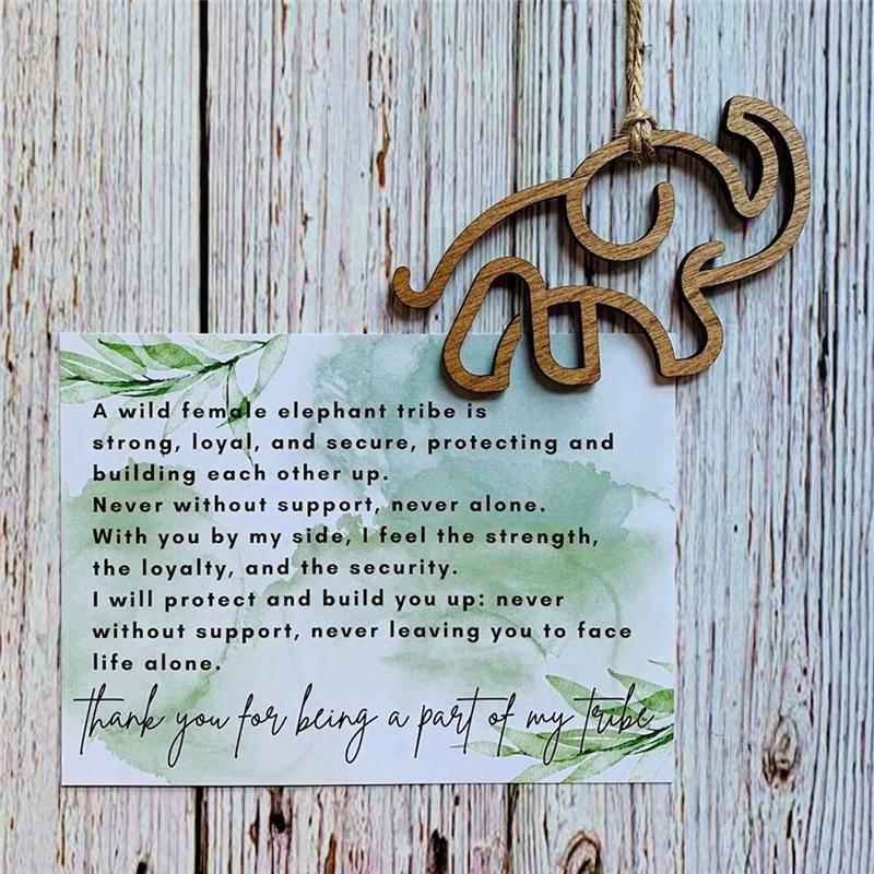 M-Modern-Elephant Postcard Pendant Home Decoration Wooden Pendant Elephant Friendship Pendant