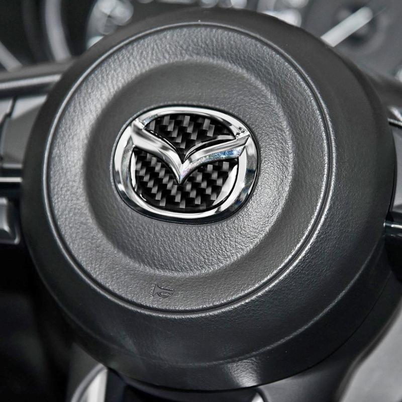 2pcs Carbon Fiber Car Steering Wheel Logo Stickers Decorative Styling Decals for Mazda Axela ATENZA CX-5 CX-4