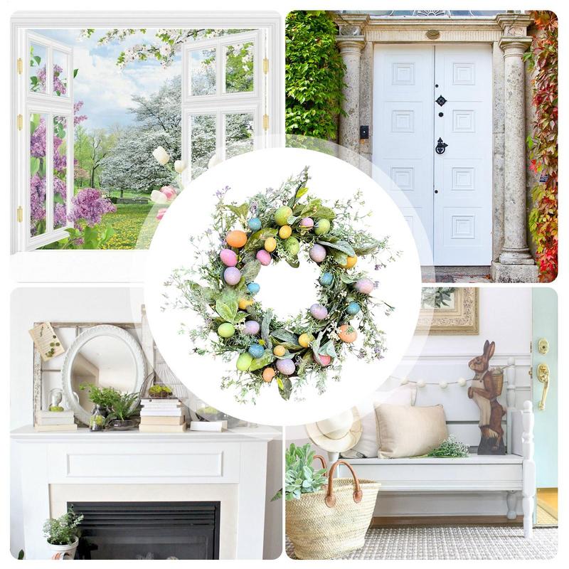 Easter Wreath Simulation Egg Wreath Easter Bunny Vine Wreath Simulation Flower Wreath Door Hanging Decoration Home Decor