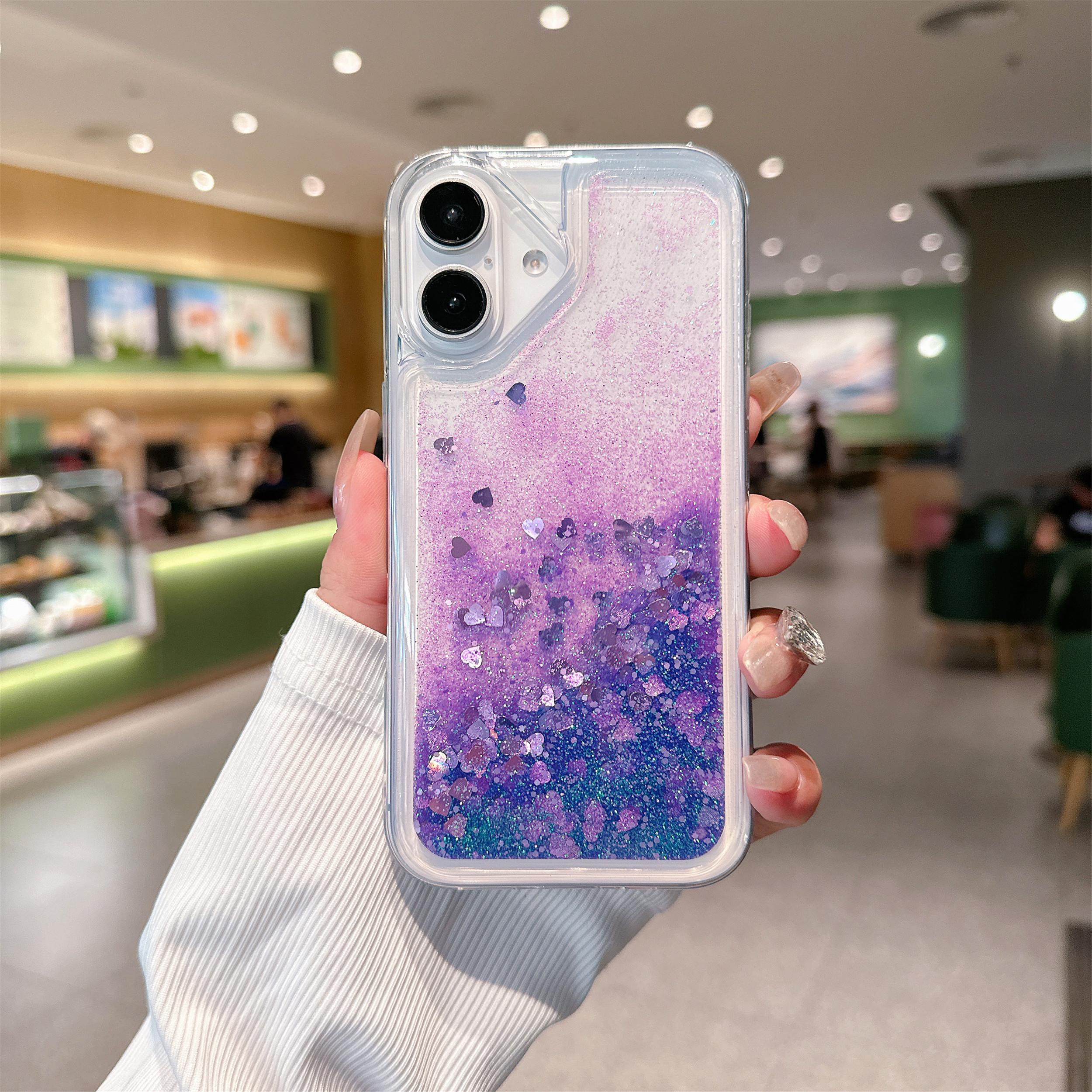 

Shining Glitter Quicksand Clear Case For iPhone 17 Air 16 15 14 13 12 Mini 11 Pro Max Plus XR Bling Sequins Soft Bumper Cover For iPhone 16