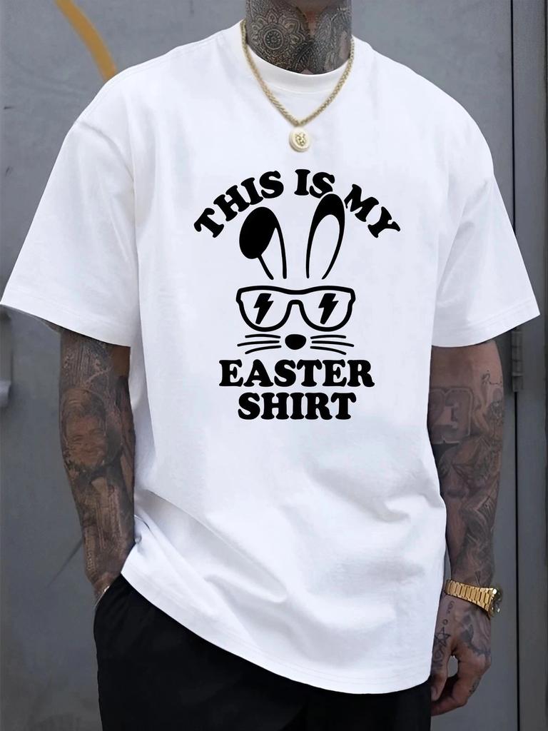 Happy Easter Letter Graphic T-Shirt Funny Spring Holiday Casual Bunny Tee