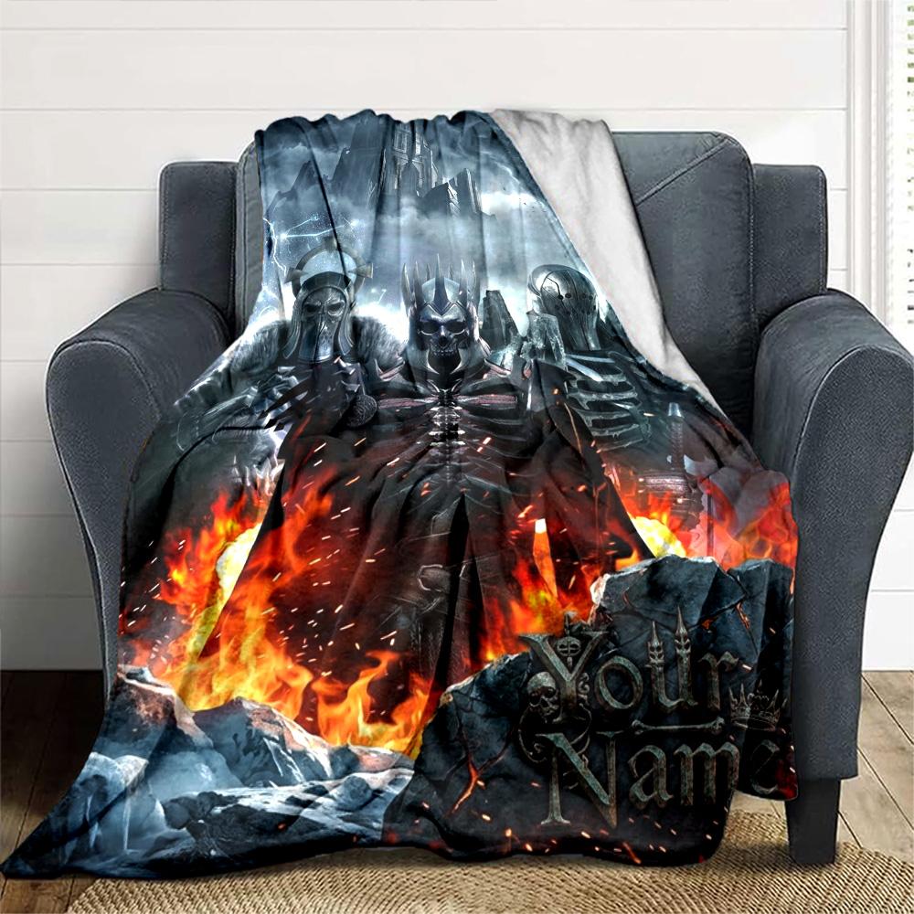 Name Custom Epic Knight Print Flannel Blanket High Quality Warm Comfortable Cover for All Seasons Perfect for Gifts Home Decor