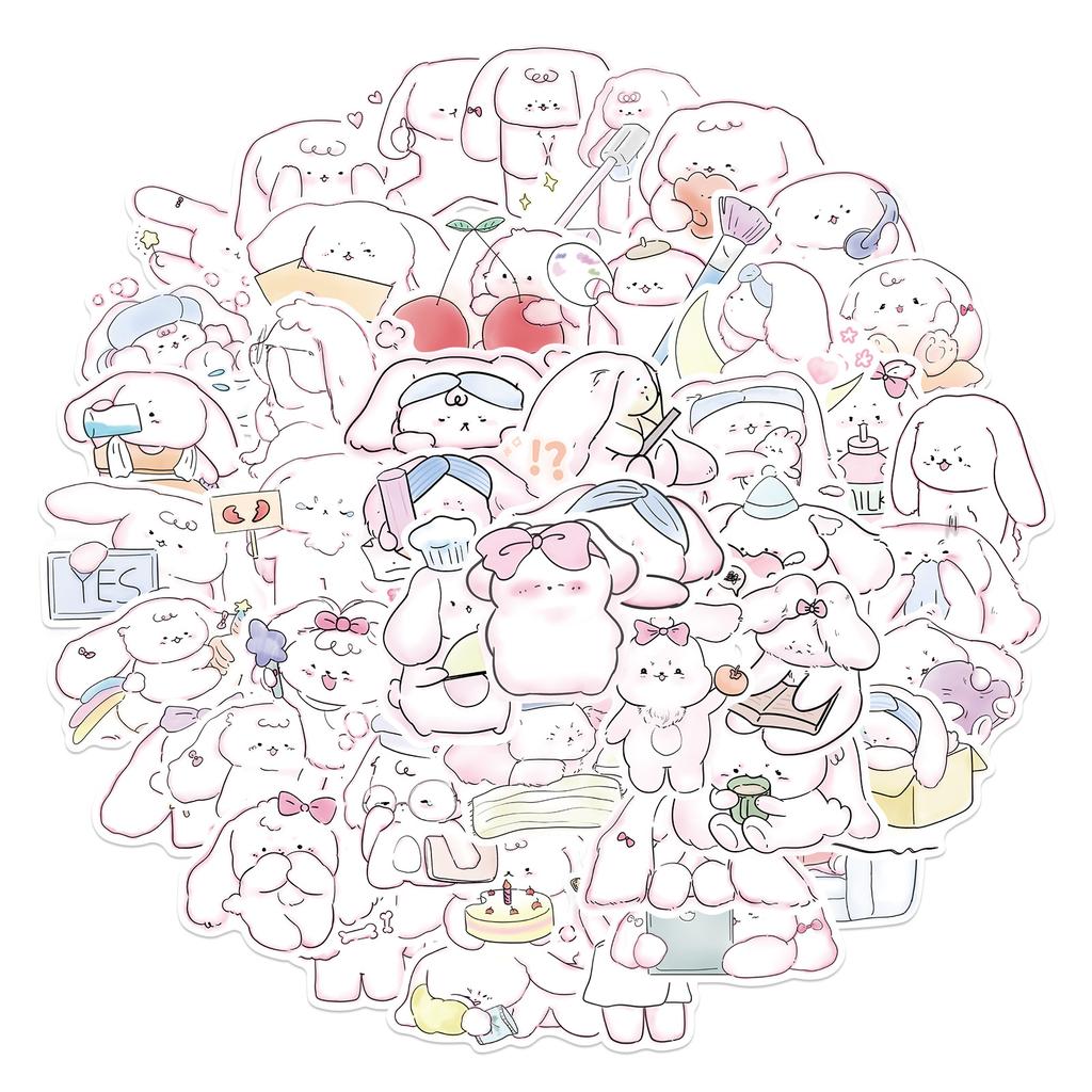 50 Cute Long-eared Dog Stickers Decorate Suitcase Notebook Waterproof and Removable Without Repeating Stickers