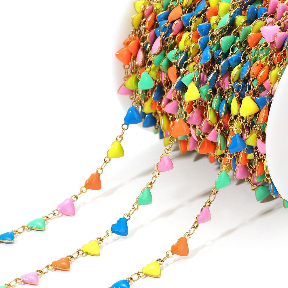 

1 Meter Stainless Steel Sparkling Heart Enamel Chains for DIY Jewelry Necklace Findings Earrings Making Bracelets Supplies