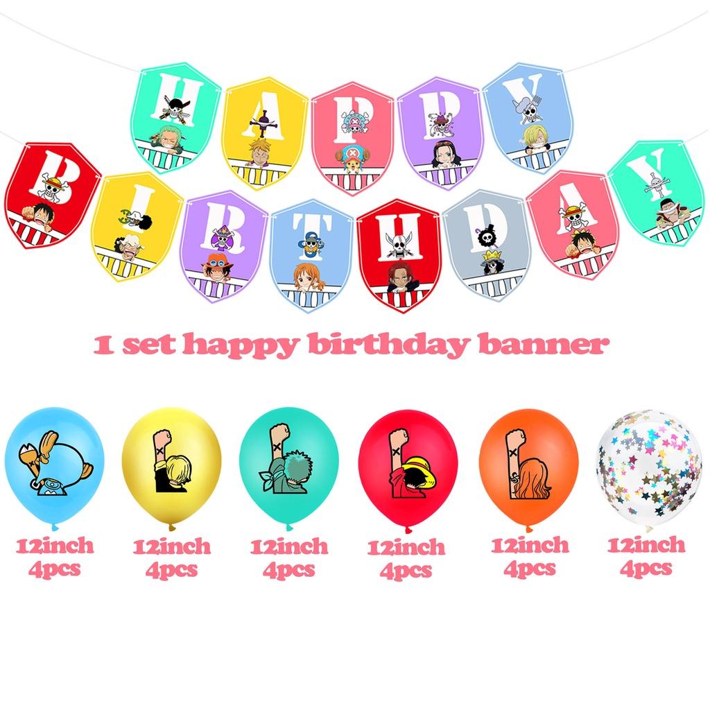 Piece One Theme Birthday Party Supplies Decoration Kids Banner Topper Balloons