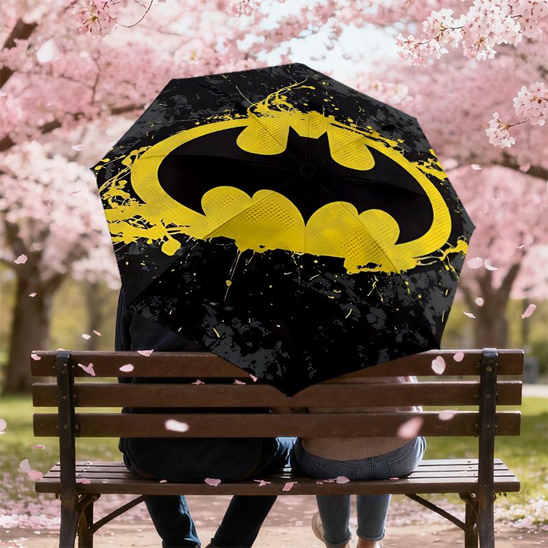 1PC Warner Batman Logo Automatic Open/Close Umbrella with Windproof, 76-Rib Sturdy Canopy, Durable Ribs1293A