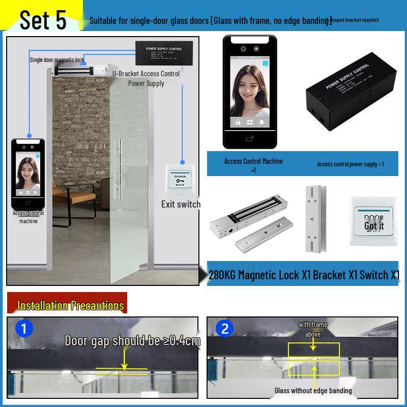 Outdoor Waterproof Face Recognition Access Control & Attendance System with Electromagnetic Lock