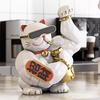 Statua Decorativa Gatto Dorato con Muscoli delle Braccia Grandi per Negozio Soggiorno Gatto Portafortuna Scultura Animale Cartone Animato Statua Gatto Vigorous