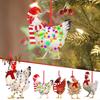 KX4B Christmas Scarf Chicken Holiday Decoration Wooden Pendant 5Pcs for Xmas Tree