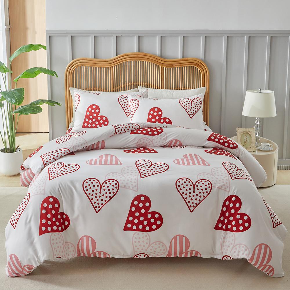 

Duvet Cover Bedding Set Twin Full Queen King Size 135x200 Nordic Quilt Cover 240x220 Double Single Heart Bed Linen 200x200 EU Single(135*200cm)3pcs