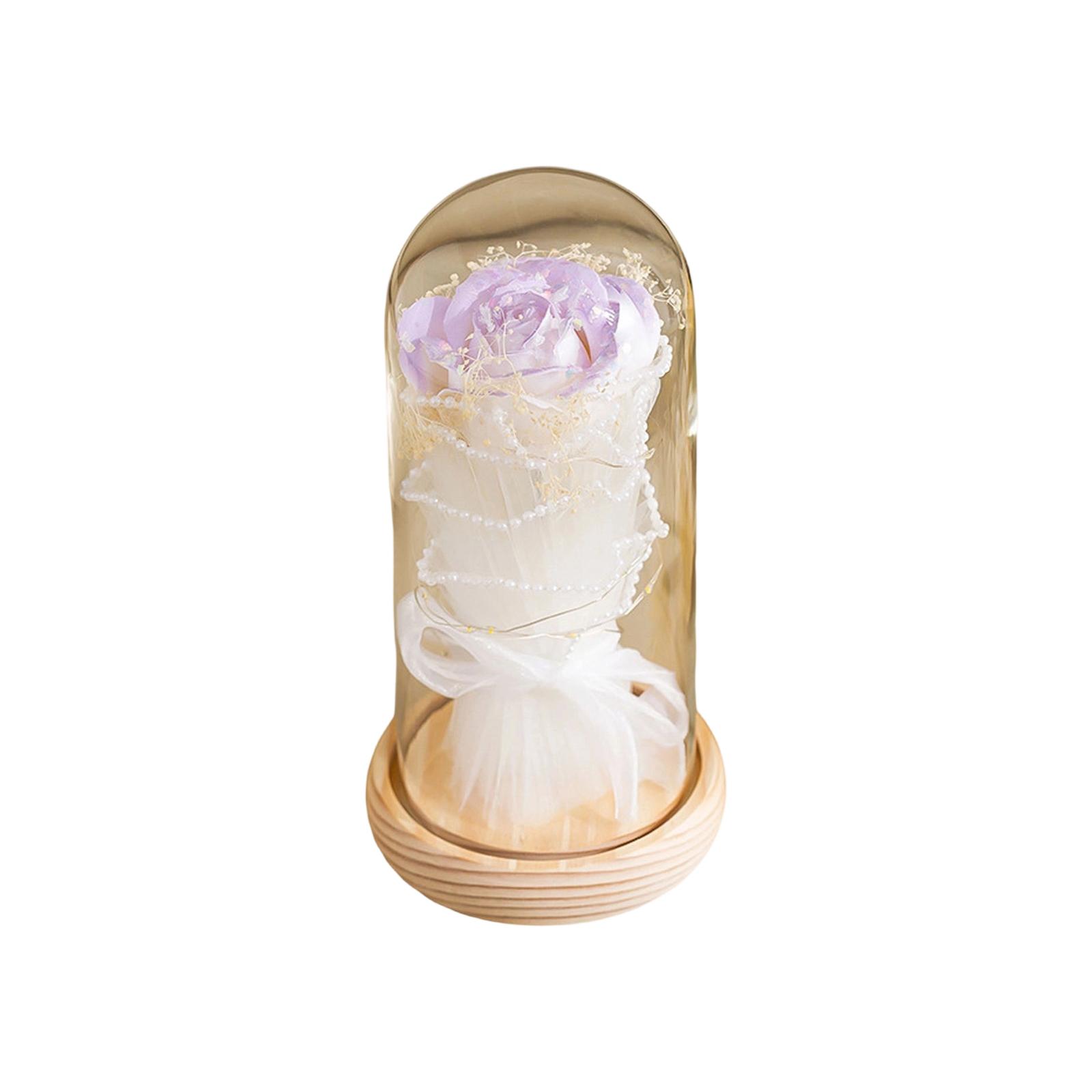 

Single Preserved Rose With Light, High-end Desktop Ornament, Valentine s Day Gift. One Size