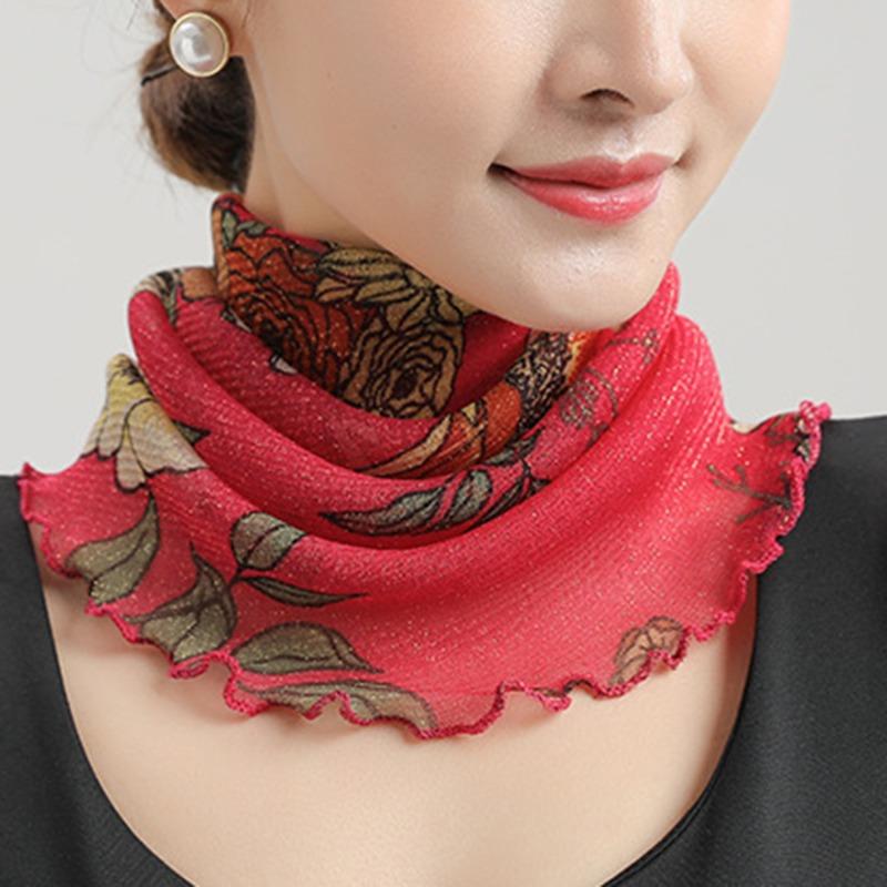 Chiffon Summer Neck Collar Scarf Ladies Face Cover Masks Silk Bib Sunscreen Variety Sun Protection Circle Scarf Mesh Headband