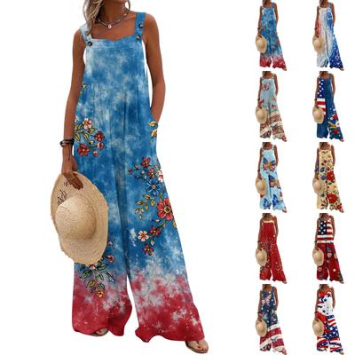 Mono de Pantalones para Mujer Moda Casual Bolsillos Laterales Mono con Estampado Floral