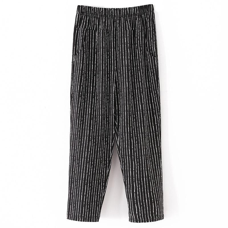 XL-8XL Damesbroek Ouderen Zomerbroek Losse Negende Broek Rechte Broek Moeder Bloemenbroek Dikke Oma's Broek